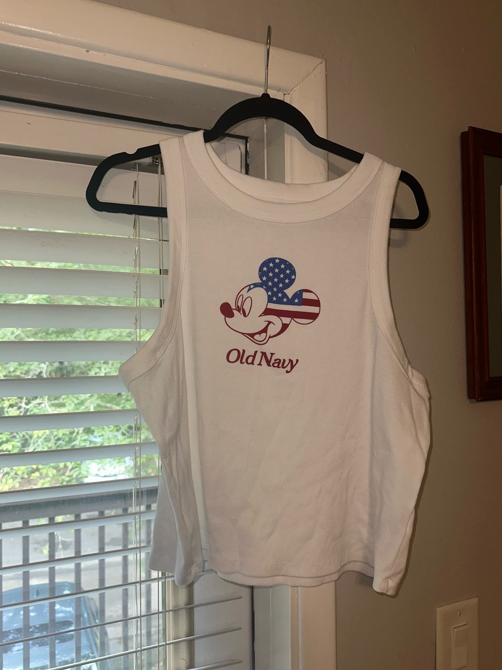 Old Navy White Tank with Patriotic Mickey Graphic